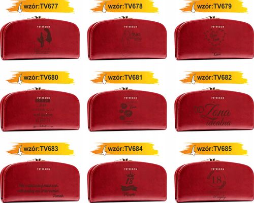 Portfel damski skórzany czerwony GRAWER prezent DLA MAMY twój napis + IMIĘ na Arena.pl