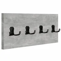 WIESZAK ŚCIENNY PANELOWY 4 MOCNE CZARNE HAKI LOFTOWY 45x18CM BETON JASNY