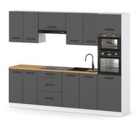 Kuchnia Modułowa Z Blatem Duża Pojemna Słupek Nowoczesna 2.6m Biały Szary