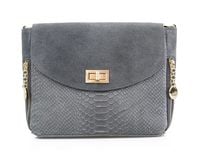 VERA PELLE torebka damska zamszowa listonoszka z paskiem V290 c.szara