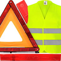 TRÓJKĄT OSTRZEGAWCZY SAMOCHODOWY W ETUI Z HOMOLOGACJĄ KAMIZELKA ODBLASKOWA