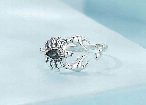 Srebrny pierścionek SKORPION cyrkonie regulowany s925 +pudełko na Arena.pl