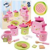 SERWIS HERBACIANY DREWNIANY 17 Części Zestaw Do Zabawy W Herbatkę