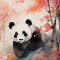 Plakat 30x30cm Panda wśród Klonów