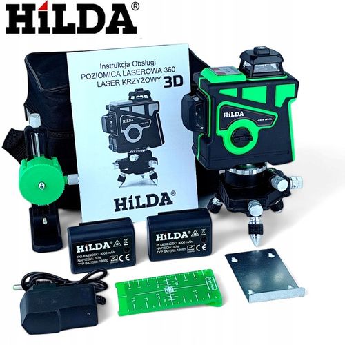 HILDA POZIOMICA 3D 12 LINII LASER KRZYŻOWY SAMOPOZIOMUJĄCY NIWELATOR 2 AKU na Arena.pl