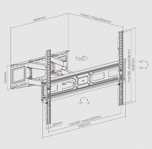 Uniwersalny UCHWYT OBROTOWY wieszak do TELEWIZORA 37-85" + zestaw montażowy na Arena.pl