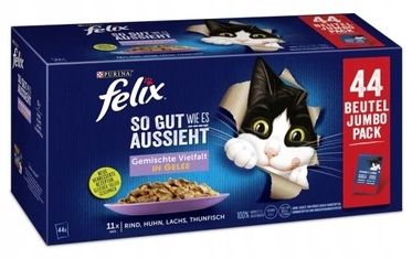 Felix SoGut 44x85g Mix mięs i ryb w galarecie saszetki dla kota DE na Arena.pl
