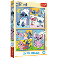 Puzzle 2x70 Ze Stitchem nie ma nudy - Disney Lilo and Stitch Trefl 34444
