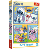 Puzzle 2x70 Ze Stitchem nie ma nudy - Disney Lilo and Stitch Trefl 34444