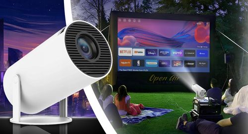 PROJEKTOR RZUTNIK WIFI ANDROID PRZENOŚNY OBROTOWY SMART 4K GŁOŚNIK BT 5.0 na Arena.pl