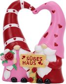 Krasnale ogrodowe figurka para krasnali serce różowe Sweet Home 11 cm