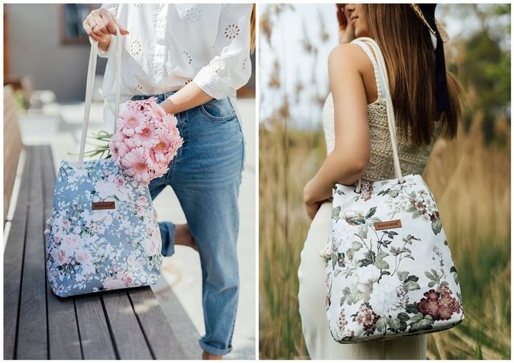 TOREBKA DAMSKA WOREK SHOPPER TORBA KWIATY BAGGAGE zdjęcie 5