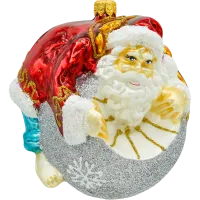 Bombka choinkowa szklana: Święty Mikołaj na bombce: srebrny