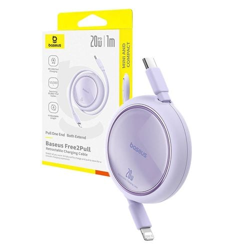 kabel usb baseus free2pull usb-c do ip 20w 1m (fioletowy) na Arena.pl