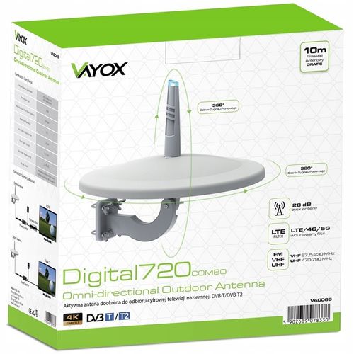 ANTENA DVB-T2 DO TV NAZIEMNEJ DOOKÓLNA AKTYWNA MUX8 LTE COMBO 4K TV VAYOX na Arena.pl