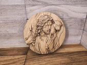 Obraz obrazek drewniany prezent na komunię pamiątka 20cm Jezus z barankiem