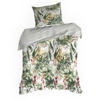 Pościel Spring 140x200 zielony roślinny botaniczny wzór bawełna satynowa