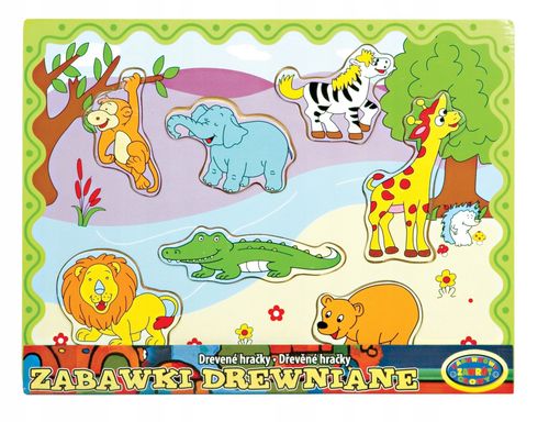 Puzzle drewniane zwierzątka krokodyl, małpa, lew 178 elementów na Arena.pl