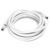 Kabel telewizyjny RG6U 5 m ze złączami męsko-męskimi i akcesoriami do wygodnego montażu