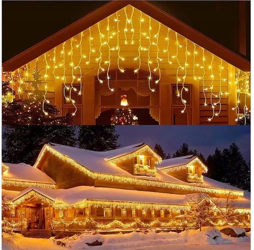 Lampki Zewnętrzne Sople LED 500 23m Biały Ciepły Światełka Świąteczne na Arena.pl