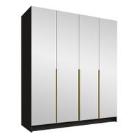Szafa SANTI III 200 cm z lustrem-pojemna garderoba-CZARNY+ZŁOTY