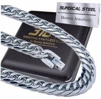 GRUBY SREBRNY ŁAŃCUCH ŁAŃCUSZEK NA SZYJĘ PRAWDZIWA STAL CHIRURGICZNA 316L