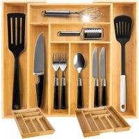 Wkład organizer do szuflady na sztućce bambusowy Ruhhy 50 x 45,5 cm
