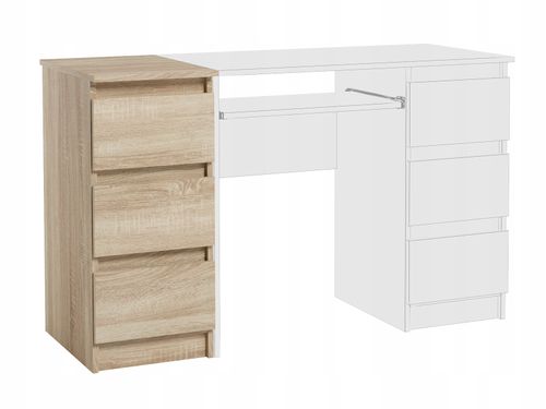 Wąska Szafka Do Biura Salonu 3 Szuflady Dostawka Jaris Dąb Sonoma na Arena.pl