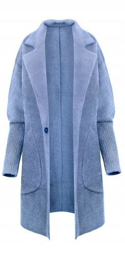 PŁASZCZ ALPAKA KOŁNIERZ WEŁNA KOLOR BABY BLUE na Arena.pl
