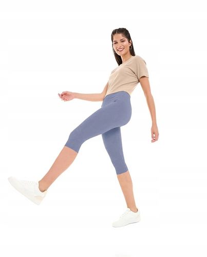 LEGGINSY BAWEŁNIANE KOLARKI getry RYBACZKI 3/4 PRĄŻKOWANE KRYJĄCE - XL/XXL na Arena.pl