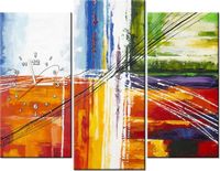 90CM 70 ZEGAR 3 ELEM TĘCZOWA ABSTRAKCJA SCIENNY DRUK