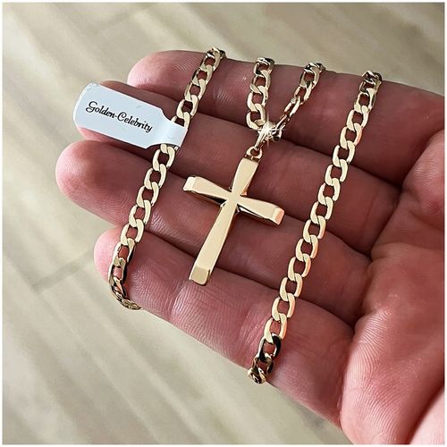 ZŁOTY ŁAŃCUSZEK MĘSKI PANCERKA+KRZYŻYK 18K 55CM PREZENT DLA NIEGO + GRATISY na Arena.pl