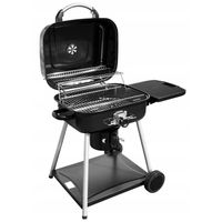 Ogrodowy grill węglowy przenośny duży Półki pokrywa kółka transportowe
