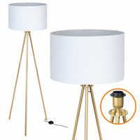 Lampa Stojąca Trigni Złota Mat 136cm Cerlux Biały abażur 40/25