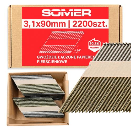 GWOŹDZIE DO GWOŹDZIARKI ŁĄCZONE PIERŚCIENIOWE 3,1X90MM 2200 SZTUK na Arena.pl