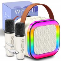 2X ZESTAW KARAOKE DLA DZIECI GŁOŚNIK BLUETOOTH USB LED MIKROFON 2 SZT PREZE