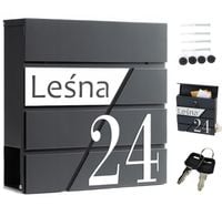 SKRZYNKA NA LISTY POCZTOWA Z NUMEREM DOMU ADRESEM DUŻA GAZETY Z NAPISEM