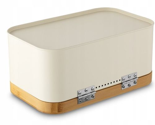 CHLEBAK STALOWY Z POKRYWA BAMBUSOWA POJEMNIK NA PIECZYWO CHLEB BUŁKI na Arena.pl