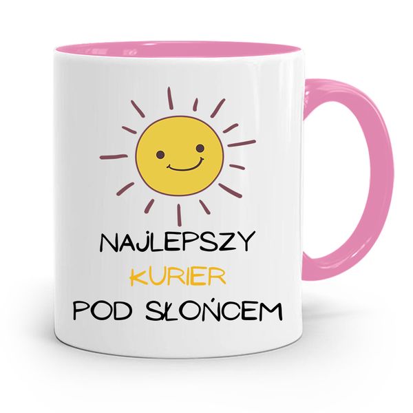 Kubek Różowy Dla Kuriera Najlepszy Pod Słońcem Z Nadrukiem Ze Zdjęciem zdjęcie 1