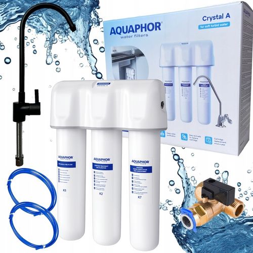 Kuchenny filtr wody pitnej pod zlew Aquaphor Kryształ A czarny kran na Arena.pl