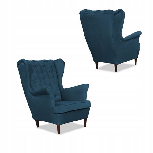 Zestaw wypoczynkowy Carol sofa fotele paski Family Meble granatowy na Arena.pl