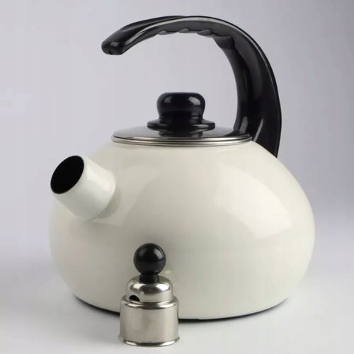 CZAJNIK EMALIOWANY NOWOCZESNY ECRU Z GWIZDKIEM STAL 2,5 L INDUKCJA GAZ na Arena.pl