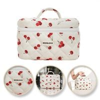 kosmetyczka damska pikowana kuferek w wisienki 17 x 17 x 25,5cm ks123