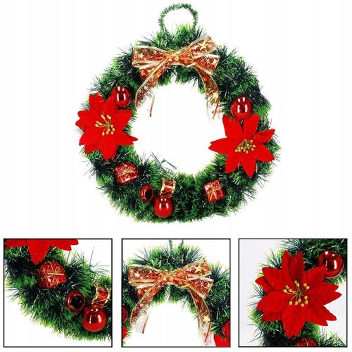 WIENIEC ŚWIĄTECZNY STROIK WIANEK NA DRZWI 35cm DUŻY PIĘKNY DEKORACJA OZDOBA na Arena.pl