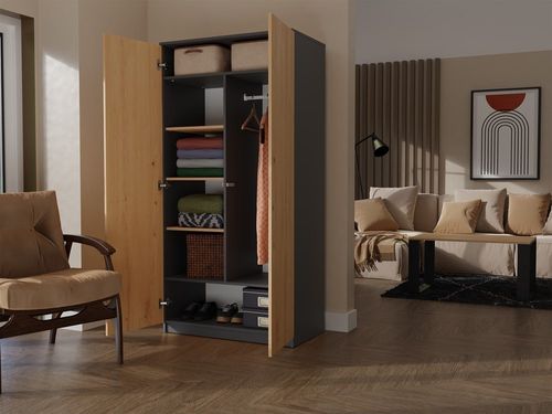 SZAFA SD-90 - ANTRACYT / DĄB ARTISAN na Arena.pl