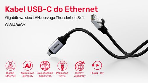 Unitek Kabel Ethernet USB C RJ-45 LAN, przewód sieciowy, 5m na Arena.pl