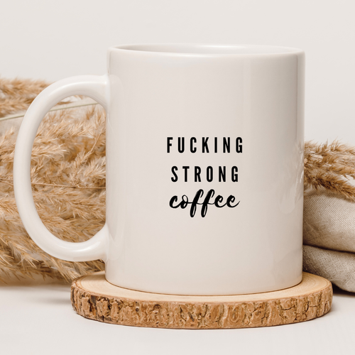 KUBEK "FUCKING STRONG COFFEE" Wzór - Elegant Coffee 330 ml na Arena.pl