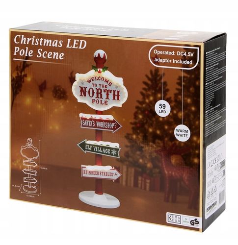Dekoracja Świąteczna Słup Drogowskaz LED Lampki Oświetlenie Zewn/Wewn 95cm na Arena.pl