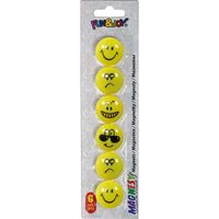 magnesy do tablic 29mm 6szt smiley buźki żółte fun&joy