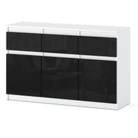 Komoda Do Salonu Oleksa 3 Szuflady 120cm Pojemna Szafka Biała Czarny Połysk